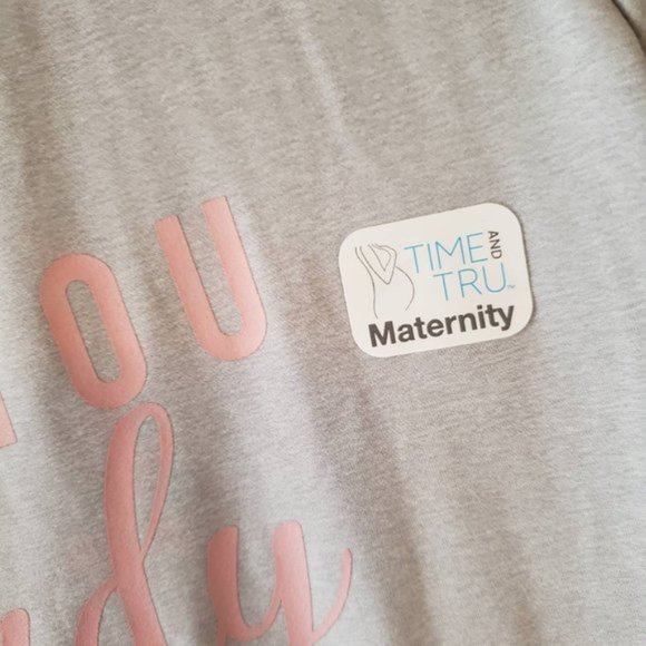 Time And Tru I love You Already Gray Maternity Shirt Ruched Sides Size Medium - Picture 7 of 9